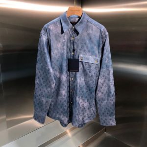 Louis Vuitton® Monogram Short-sleeved Printed Silk Shirt Aqua