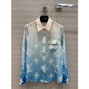 Louis Vuitton Short-sleeved Denim Workwear Shirt 1ABJ9O, Blue, L