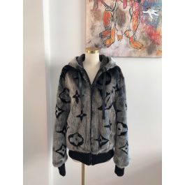 Louis Vuitton MONOGRAM Monogram mink fur zipped hoodie (1A96JL